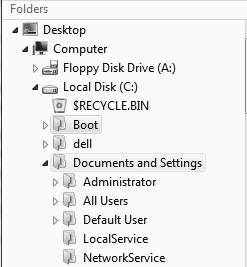 Windows Explorer’s slightly modified version of the hierarchical tree for browsing