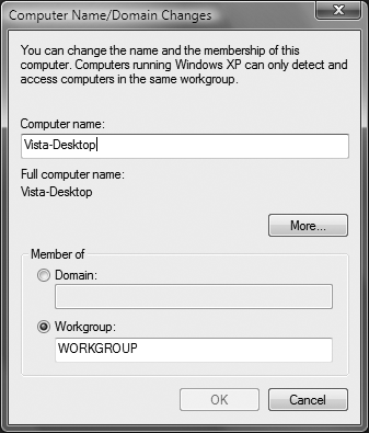 Switching to a new domain or workgroup