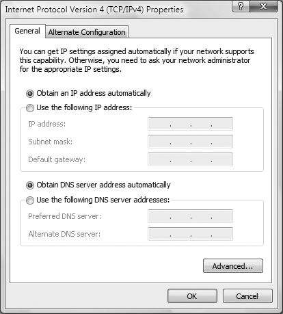 The Internet Protocol Properties window