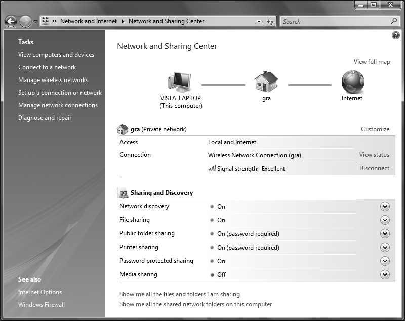 The Network and Sharing Center