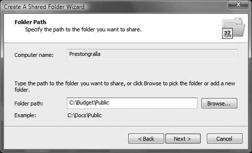 The Create A Shared Folder Wizard, which provides an alternate way to share any folder on your hard disk with other computers on your network