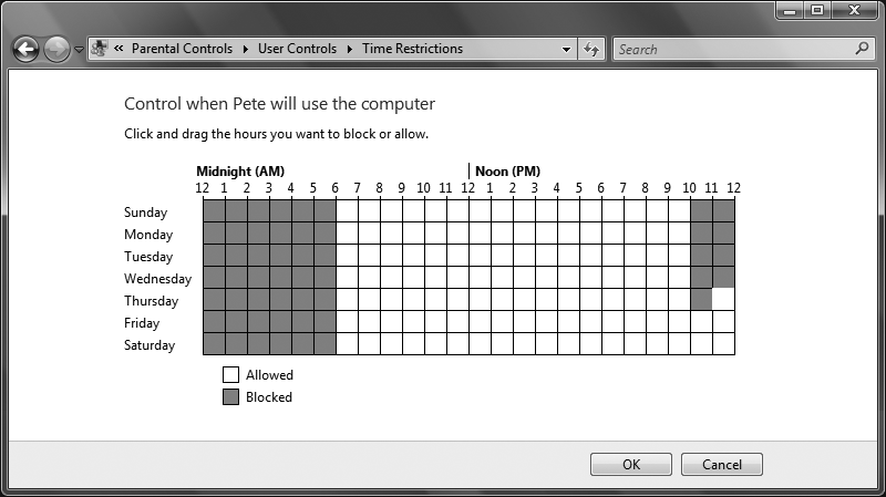 Setting up a schedule of when a child can use the computer