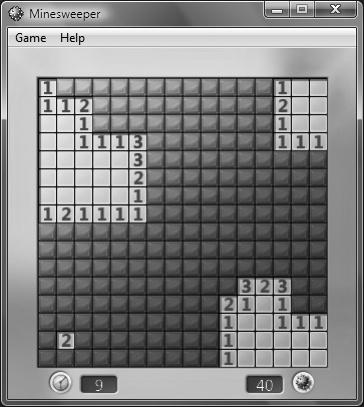 Minesweeper, a game in which you try to clear the minefield