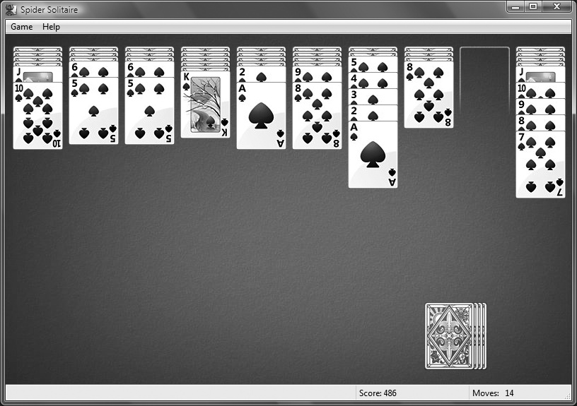 Spider Solitaire, not nearly as addictive as Klondike or FreeCell, but if you like arachnids . . .