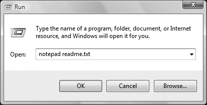 The Start → Run dialog