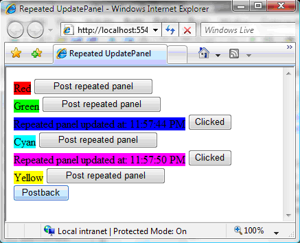 An UpdatePanel control in a DataList template.