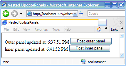 Nested UpdatePanel controls enable the developer to define multiple levels of update granularity for the same region of the page