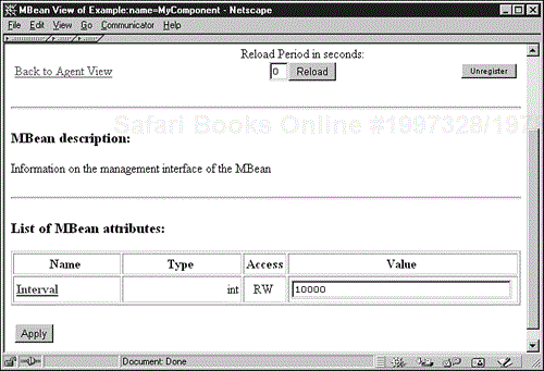 The Web management view of the JBossMonitor MBean.