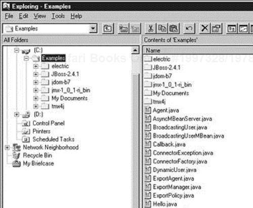 Microsoft Windows File Explorer view of the expected file structure for the examples in this book.