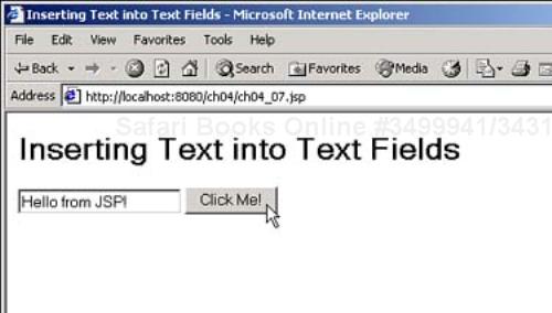 Inserting text into a text field.