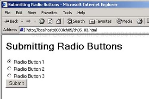 Using radio buttons and responding to radio button actions.