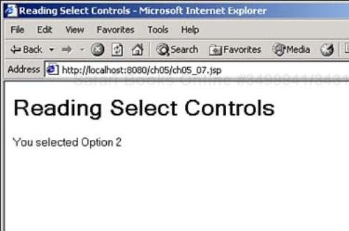 Determining a selection in a select control.