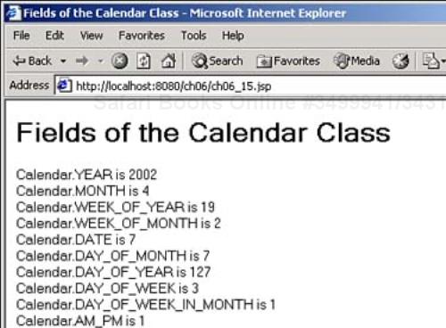 Fields of the Calendar class.