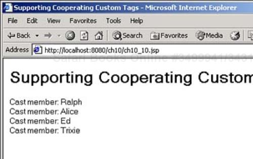 Using cooperating custom tags.