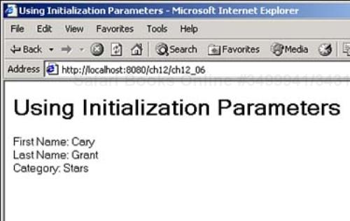 Retrieving servlet configuration and context parameters.