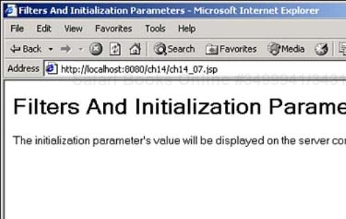 The target JSP for the initialization parameters filter.