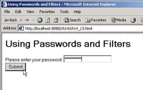 Entering a password.