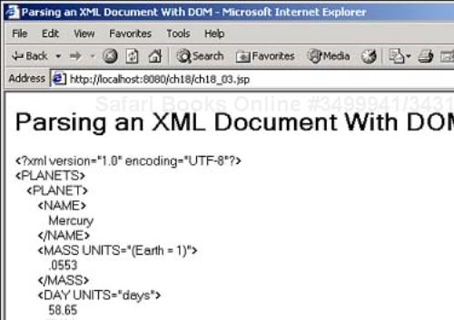 Parsing an XML document using DOM techniques.