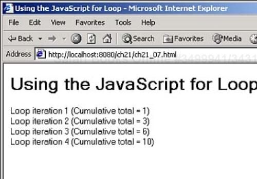 Using the JavaScript for loop.