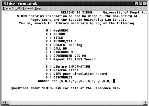 A sample Telnet session.