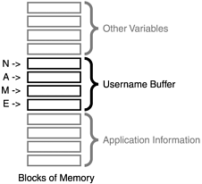 A buffer that holds the value "NAME".