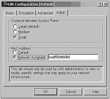 Entering the MAC address.