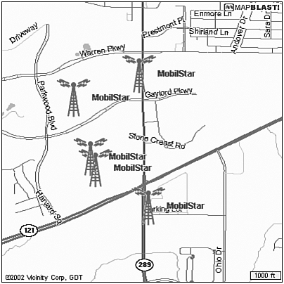 Map of access points found from war driving using GPS data.