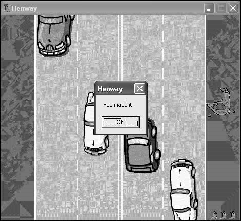 Upon successfully making it across the highway, you are notified by the game and awarded 150 points.