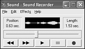 The Sound Recorder program allows you to record sounds and then manipulate them to some degree.