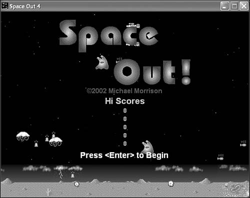 Prior to playing the Space Out 4 game for the first time, the high score list is full of zero scores.