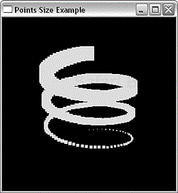 Output from POINTSZ on hardware supporting much larger point sizes.