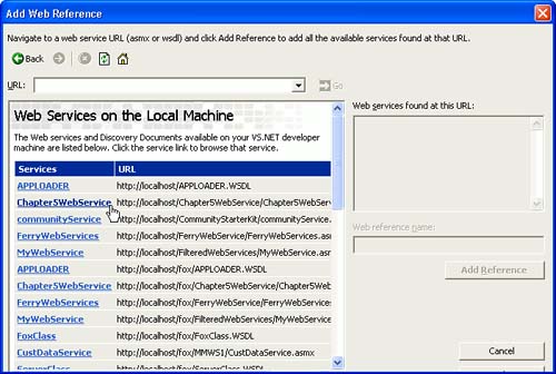 Web Services on the local machine.