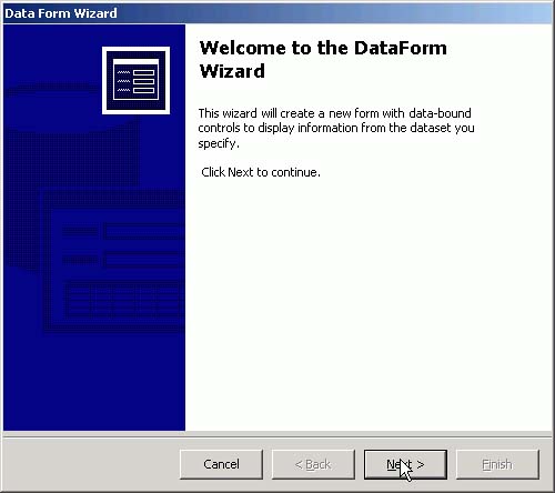 The Data Form Wizard.