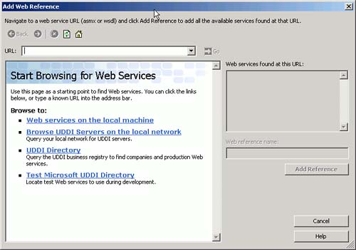The Add Web Reference dialog.