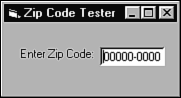 A sample ZIP code text box that holds up to 10 characters.