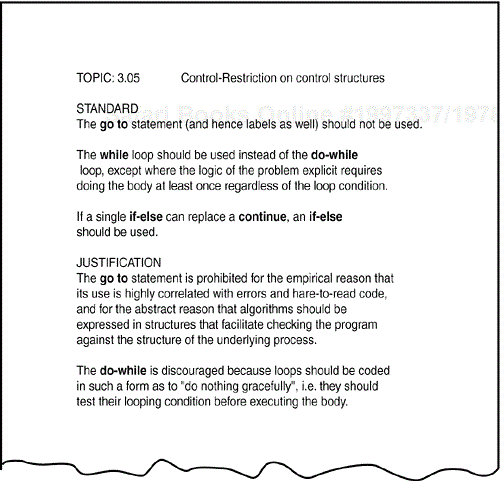 A sample coding standard explains how several language control structures should be used. (Adapted from C++ Programming Guidelines by Thomas Plum and Dan Saks. Copyright 1991, Plum Hall, Inc.)