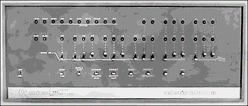 The MITS Altair 8800 and its less-than-intuitive user interface. (Photo courtesy of the Computer Museum of America, www.computer-museum.org.)