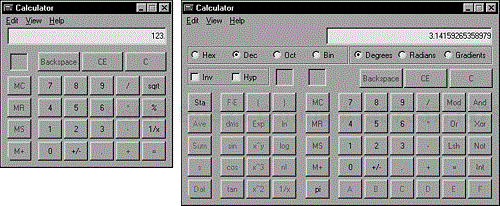 The Windows Calculator shows its flexibility by having two different views.