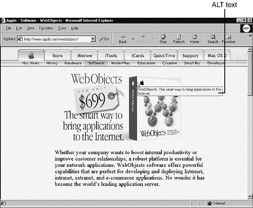 ALT text provides textual descriptions of graphics images on web pages.