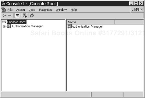 The Windows Server 2003 Authorization Manager user interface.