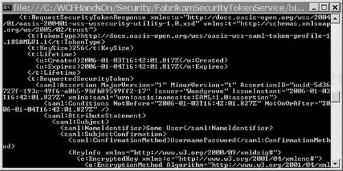 Retrieving a security token from the Fabrikam STS.