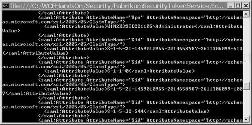 Claims in the Fabrikam security token.