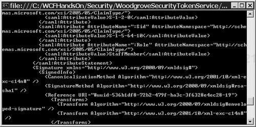 Claims in the Woodgrove security token.