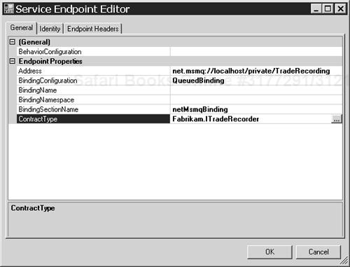 The endpoint configuration in the Service Endpoint Editor.