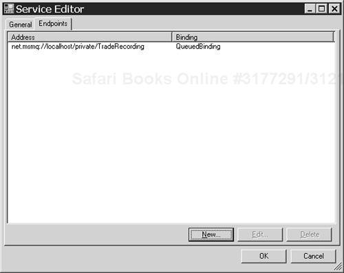 The endpoint configuration in the Service Editor.