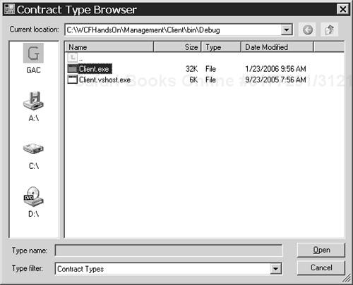 Selecting the assembly containing the contract.