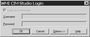 Logging in to the WMI CIM Studio.