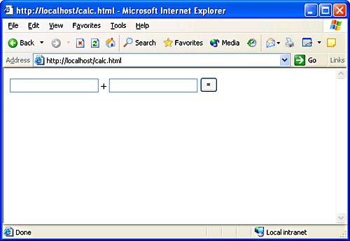 Calc.html displayed in Internet Explorer.