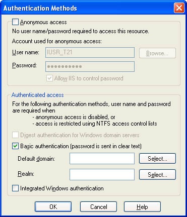 Configuring a directory to require basic authentication.