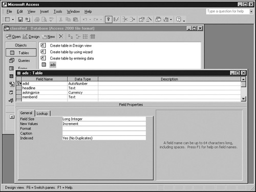 Document relationships among tables